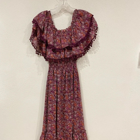 MISA Maribel Off Shoulder Floral Midi Dress Size Small VGUC - Picture 5 of 5